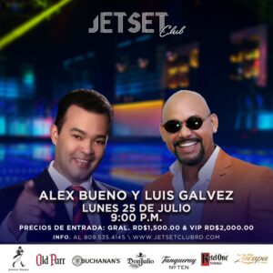 Alex Bueno y el salsero Luis Gálvez estremecerán a Jet Set este lunes 25 de Julio 