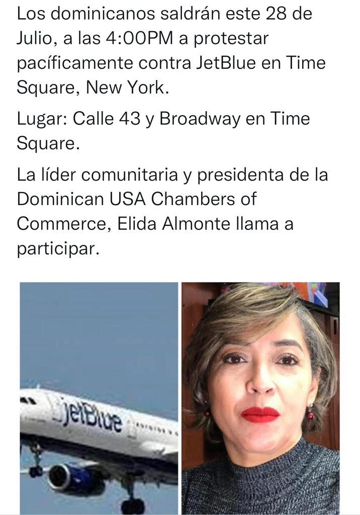 Dominicanos protestarán en NY por maltratos de aerolínea Jet Blue