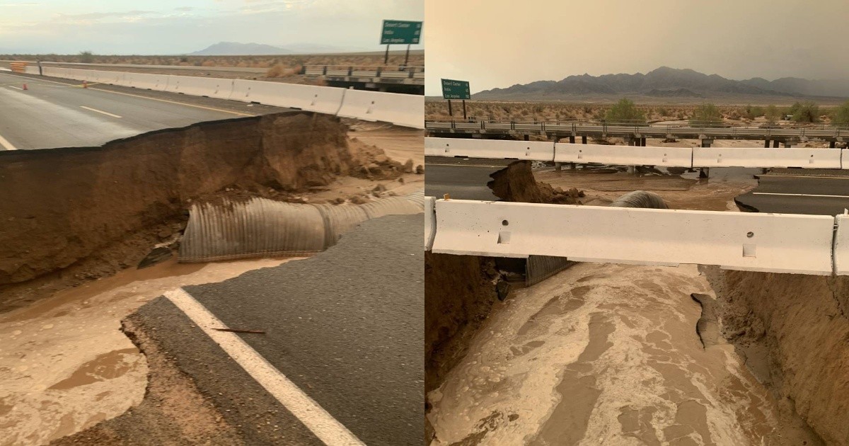 Inundaciones dañan carretera principal Los Ángeles-Phoenix