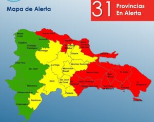 COE aumenta a 10 las provincias en alerta amarilla, mantiene 12 en roja y 9 en verde