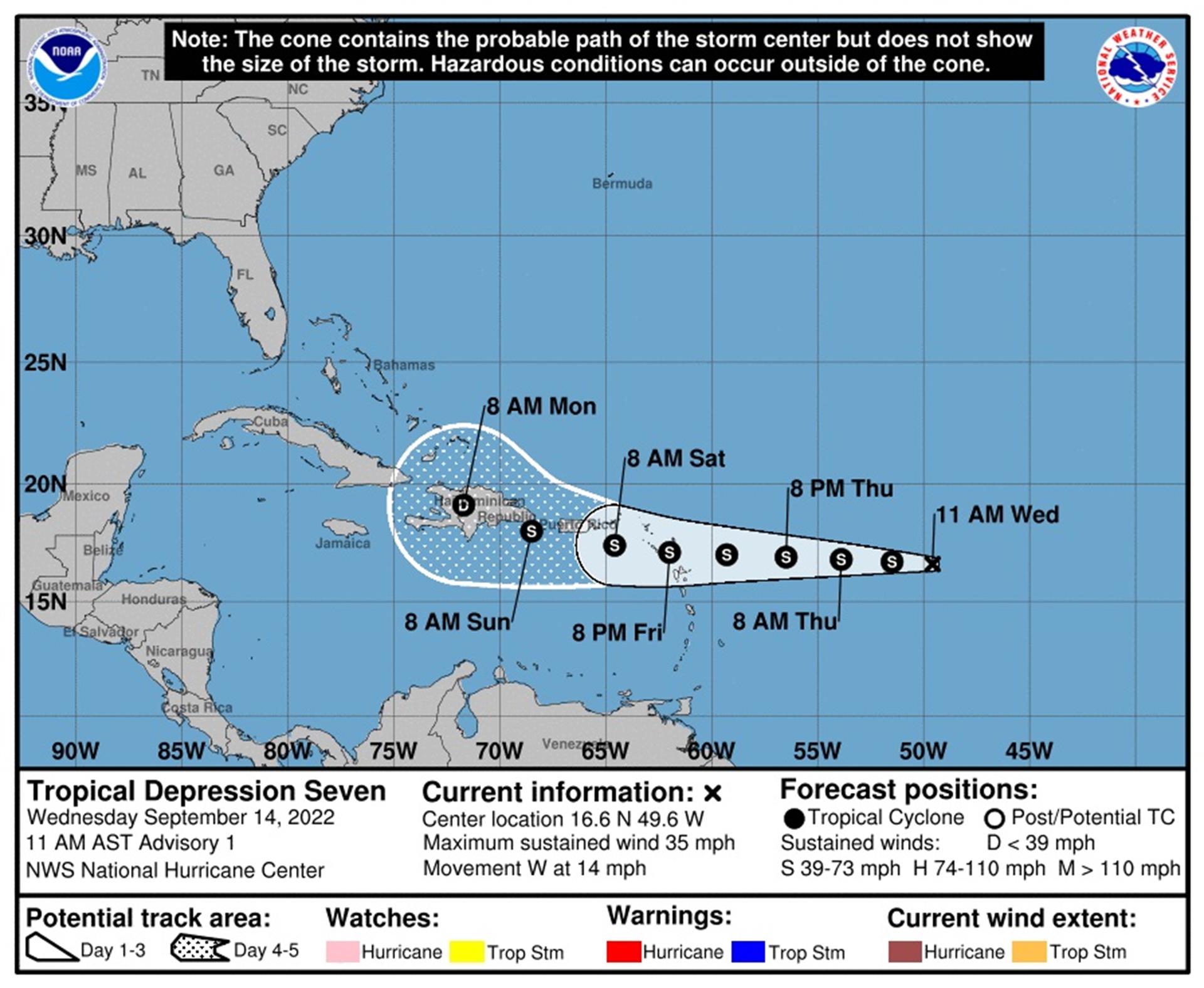 Se forma la depresión tropical número 7 que esta noche puede ser "Fiona"