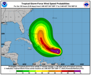 Emiten alerta de huracán ante paso de Fiona por República Dominicana
