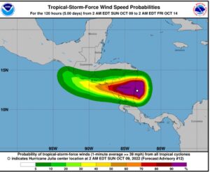 Julia, convertida en huracán, amenaza Centroamérica y el sur de México 