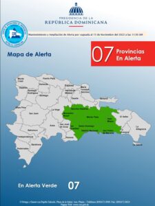 COE mantiene siete provincias en alerta verde por vaguada