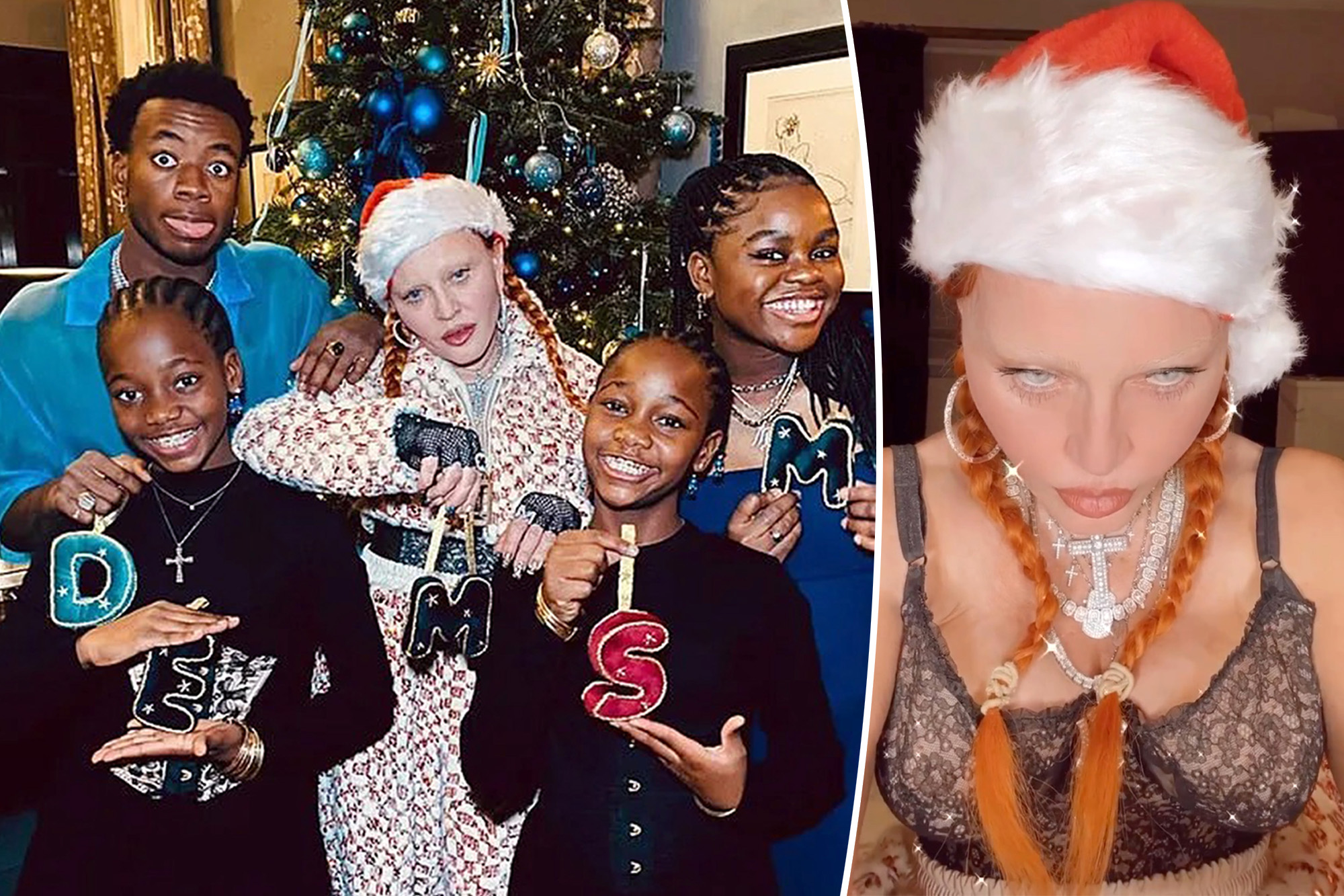 Madonna escandaliza al celebrar con lencería las Navidades junto a sus hijos