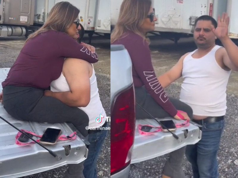 Mujer encuentra a su esposo abrazando a "amante" en un vehículo