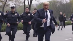 Inteligencia Artificial muestra cómo se vería Donald Trump siendo arrestado por la policía