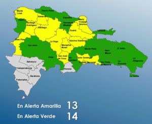 COE emite alerta para 27 provincias, 14 en verde y 13 en amarillo