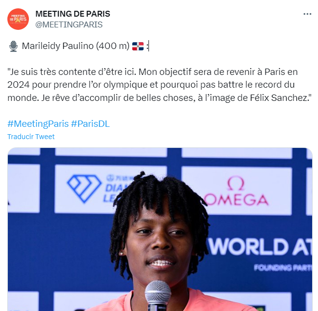 Marileidy Paulino gana en Paris e impone nuevo récord