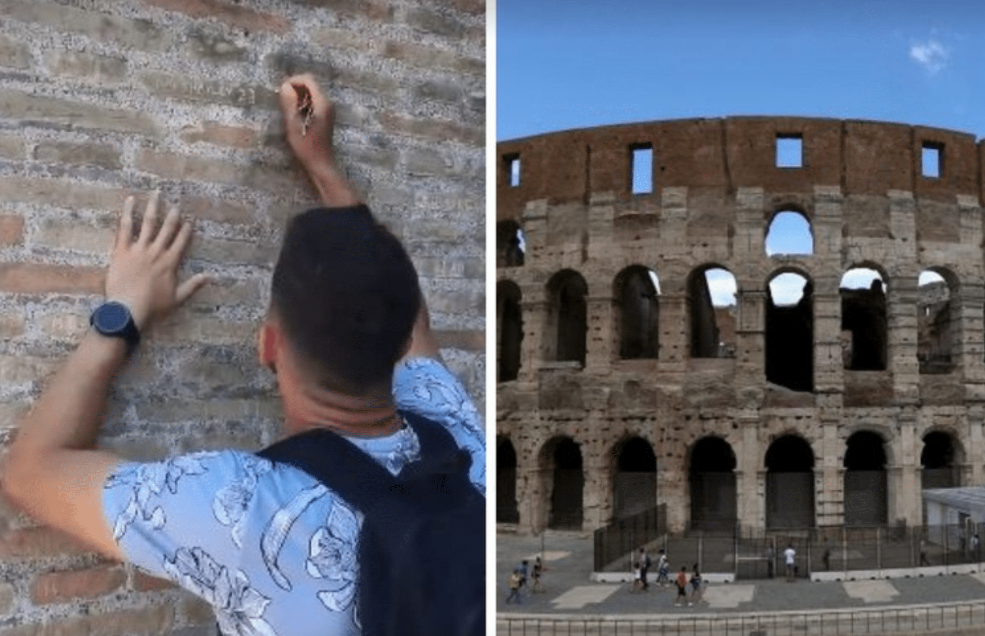 Video: Indignación por turista que dañó el muro del Coliseo de Roma