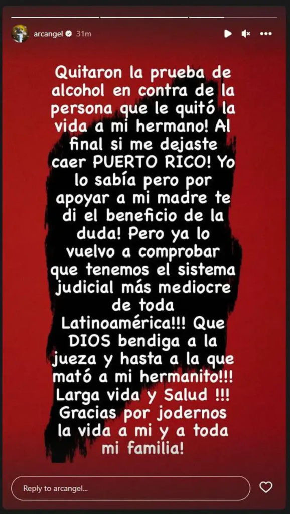 Arcángel contra la justicia de Puerto Rico por caso de su hermano