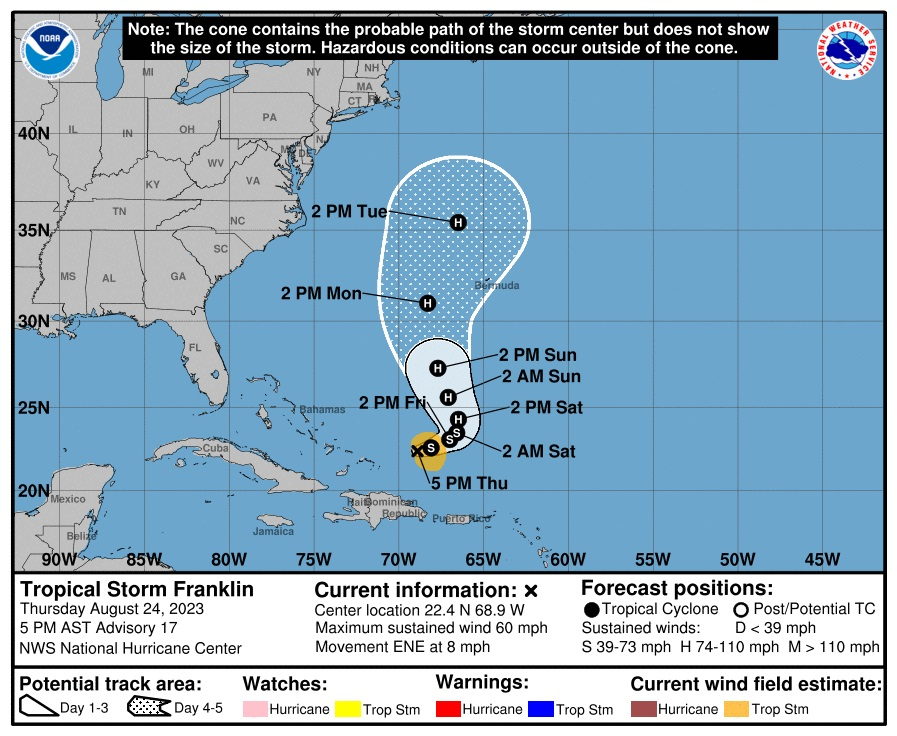 Franklin se convierte en huracán en aguas del Atlántico