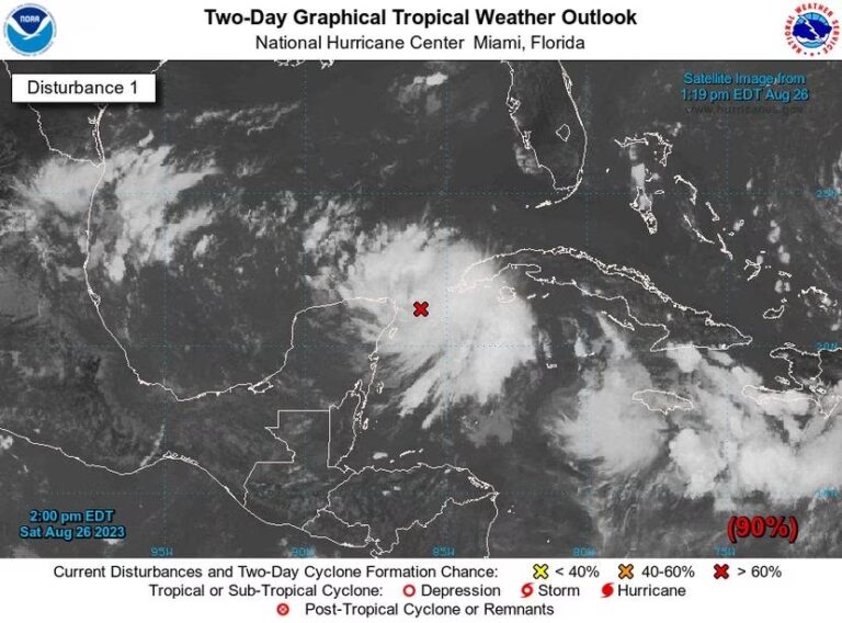 Se forma depresión tropical cerca del canal de Yucatán