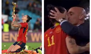 El beso del presidente de la federación a una jugadora genera polémica más allá de España