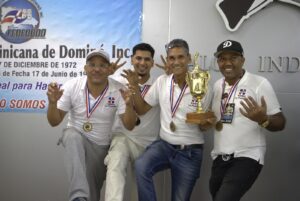 Cuarteta La Pesadilla 1, ganadores del primer lugar de la V Copa Latina de Dominó Femundo 2023
