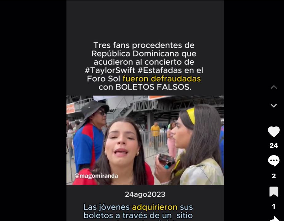 Tres dominicanas estafadas con boletas de concierto Taylor Swift en México