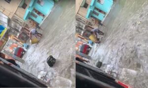 VIDEO: Ciudadanos lanzan basura a la calle y provocan inundación en Los Peralejos