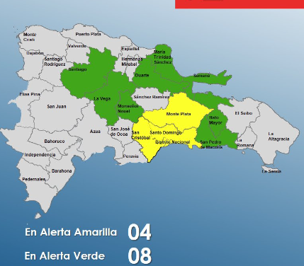 El COE mantiene 04 provincias en alerta amarilla y coloca 08 en verde