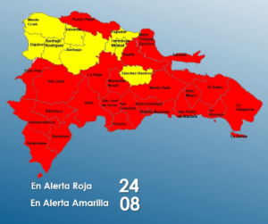COE aumenta a 24 las provincias en alerta roja y disminuye a 8 la amarilla