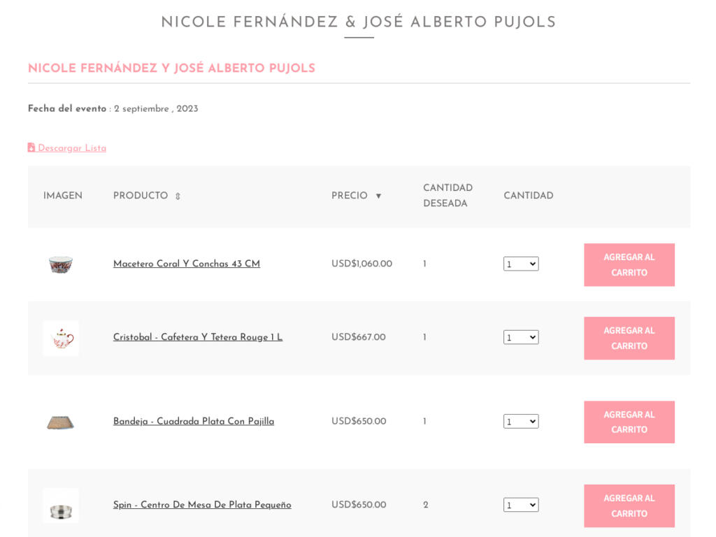 Esta es la lista de boda de Albert Pujols y Nicole Fernández