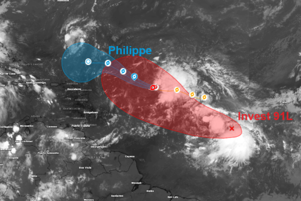 Tormenta tropical Philippe y posible tormenta Rina.