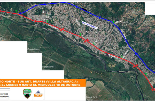 MOPC informa desvío del tránsito por el centro de Villa Altagracia 