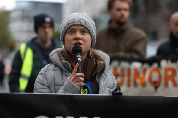 Greta Thunberg en una protesta en Londres.