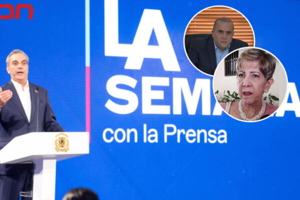 Collage presidente Abinader LA Semanal con la prensa. (CDN digital) 