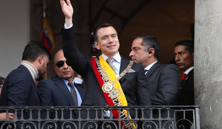 Daniel Noboa tras tomar posesión de la presidencia de Ecuador. FOTO: Fuente externa.