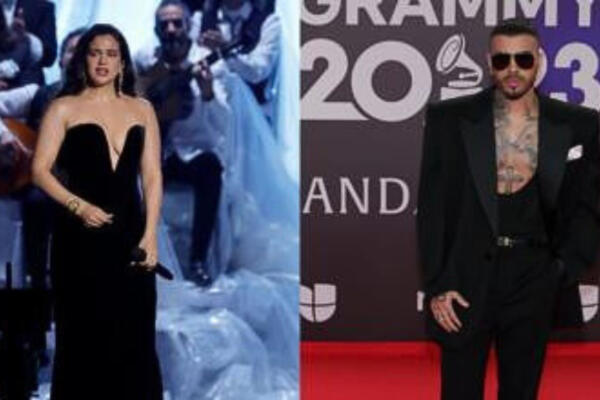 La Rosalía y Rauw Alejandro en los premios Latin Grammy. Foto: fuente externa.