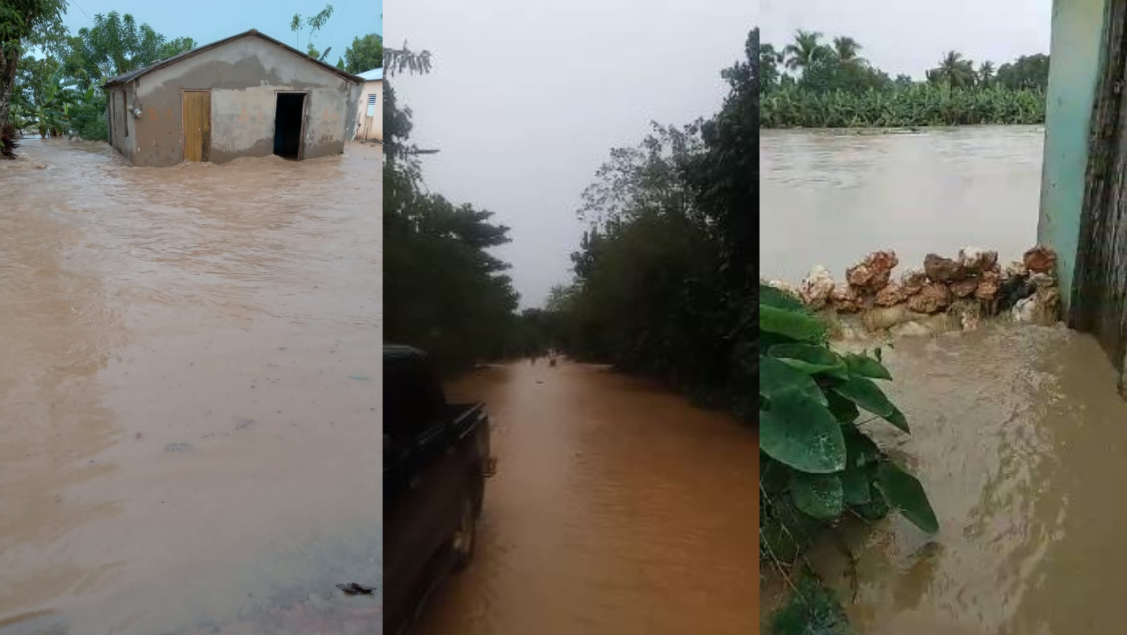 Inundaciones dejan incomunicadas a comunidades en la provincia Duarte.