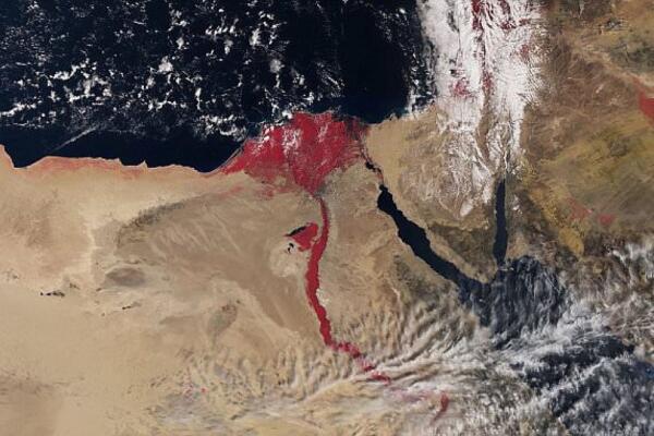 Imagen satelital del río Nilo a inicios de esta semana