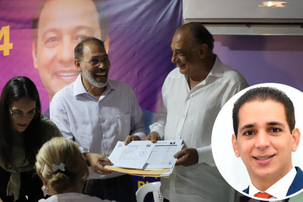 Miembros del PLD en la inscripción de Víctor Fadul como candidato a alcalde. Foto: (CDN digital).  
