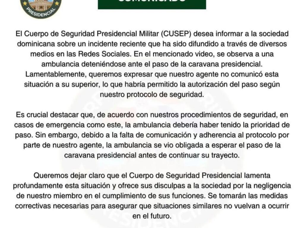 Cusep se disculpa detener ambulancia en caravana presidencial