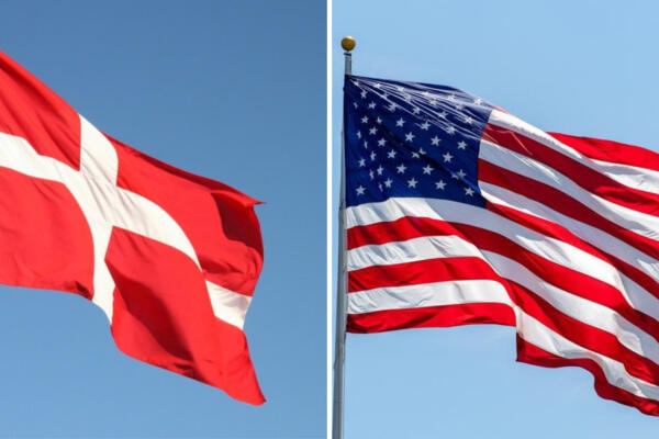 Banderas de Dinamarca y Estados Unidos. Foto: fuente externa.