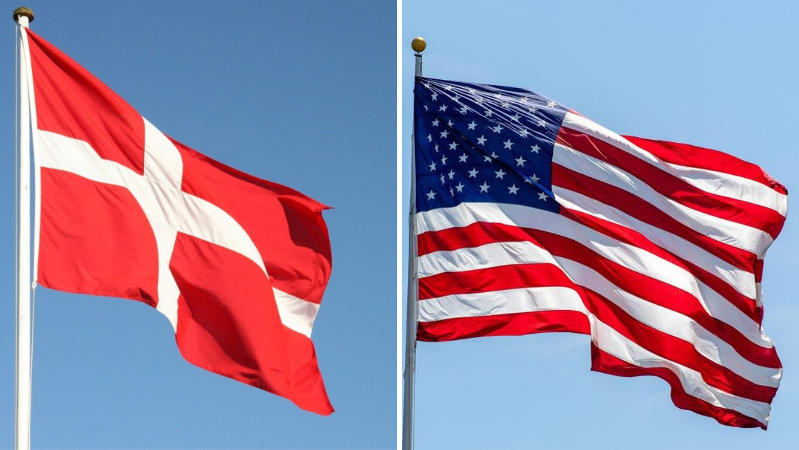 Banderas de Dinamarca y Estados Unidos. Foto: fuente externa.