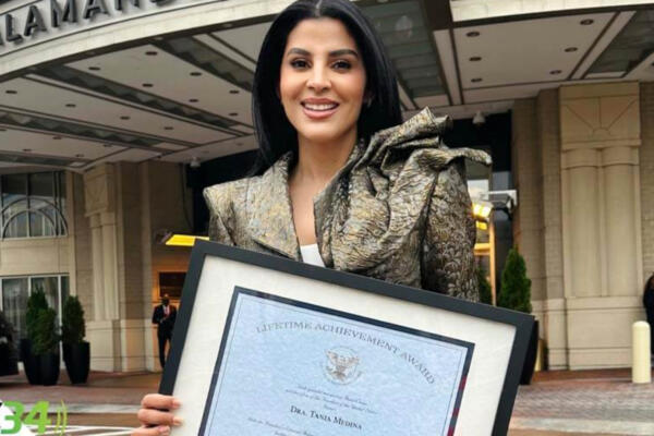 Dra. Tania Medina, tras recibir su reconocimiento otorgado por el 'United States President’s Lifetime Achievement Award'. FOTO: Fuente externa