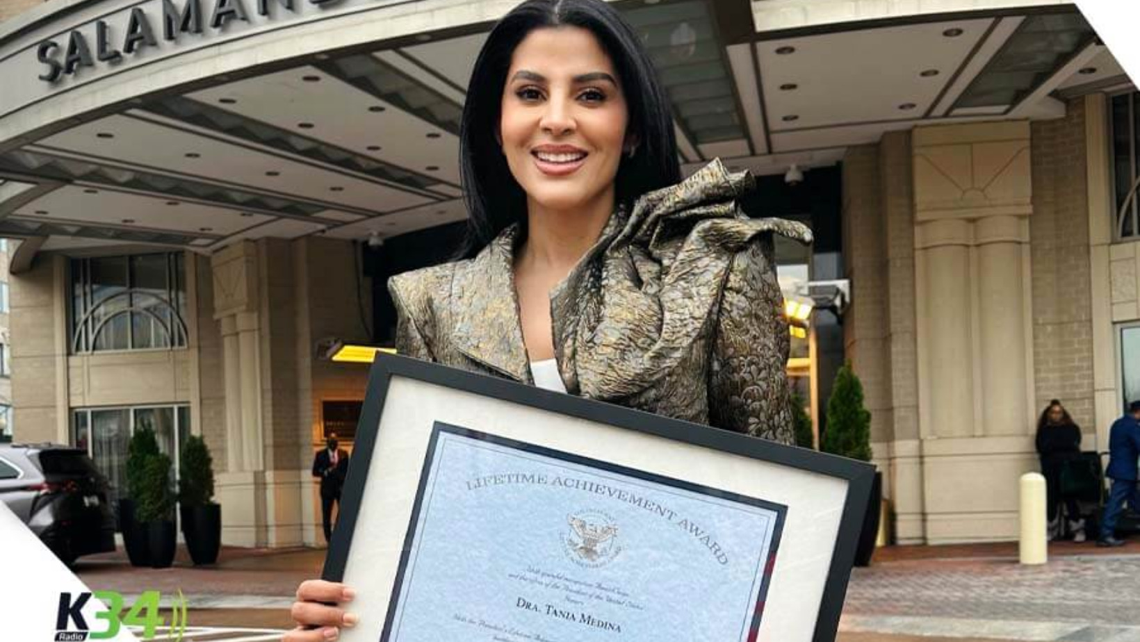 Dra. Tania Medina, tras recibir su reconocimiento otorgado por el 'United States President’s Lifetime Achievement Award'. FOTO: Fuente externa