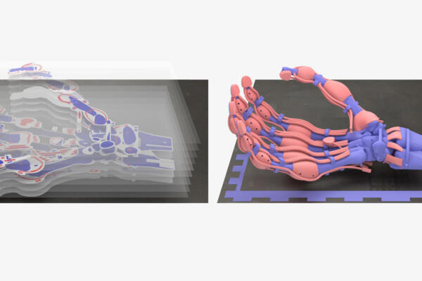 Imagen de Inkbit 3D, de la pinza robótica impresa en 3D con forma de mano humana y controlada por 19 tendones del confundador de esta empresa y científico Javier Ramos. Foto: fuente externa.