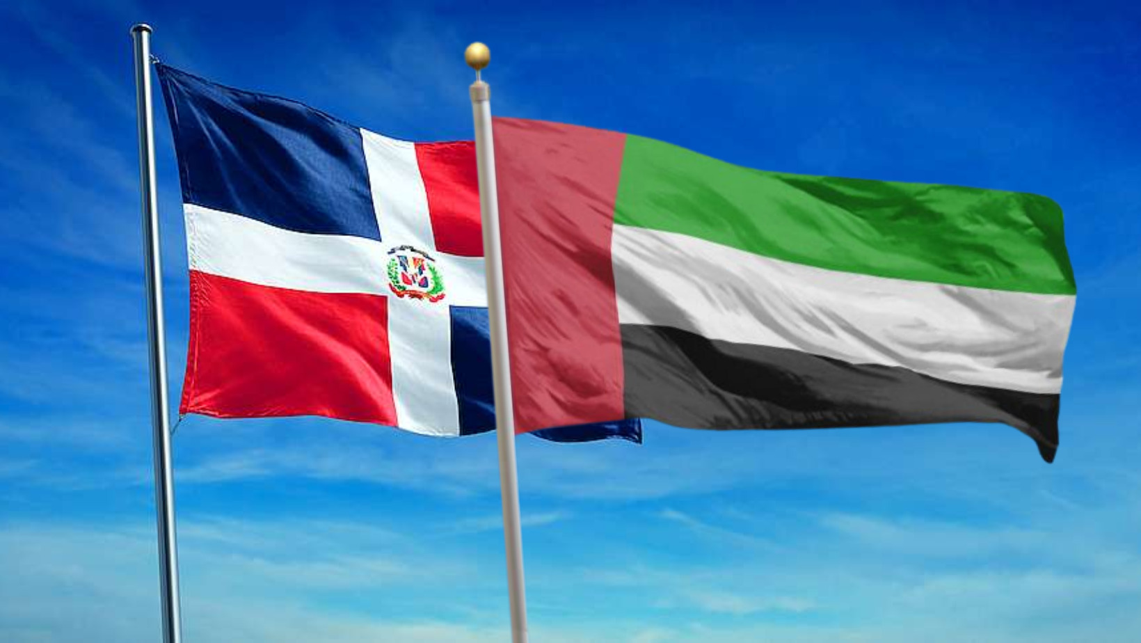 Banderas de República Dominicana y de Emiratos Árabes Unidos. FOTO: Fuente externa
