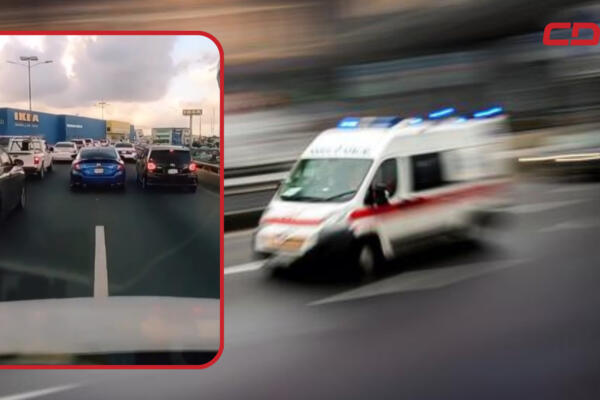 Imprudencia de conductor a paso de ambulancia. / Fuente CDN Digital.