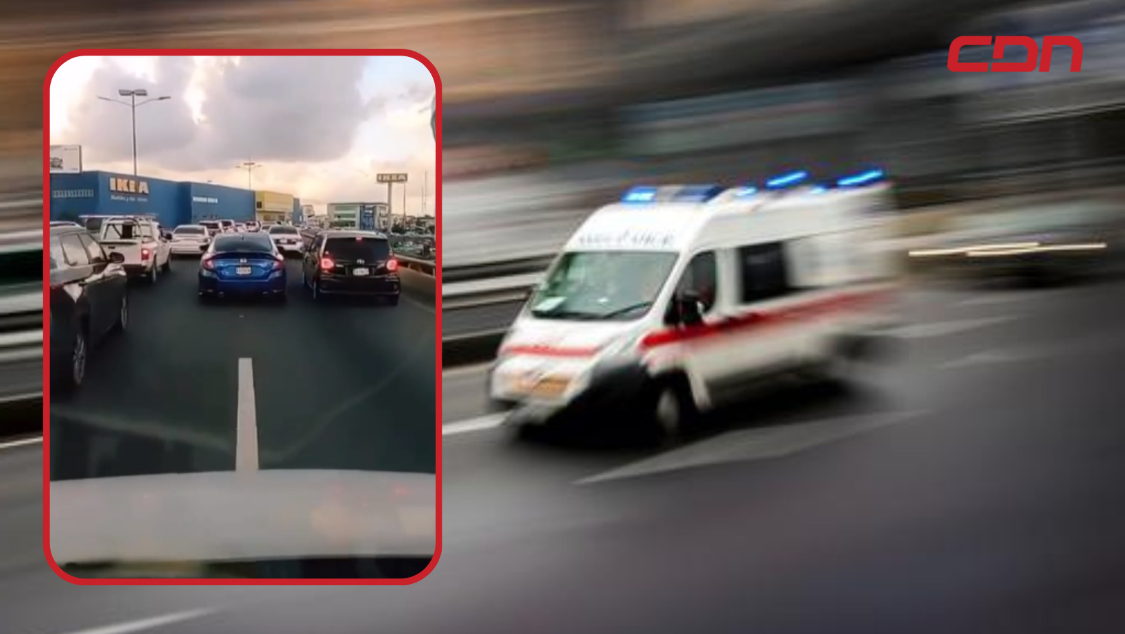 Imprudencia de conductor obstruye paso de ambulancia en elevado