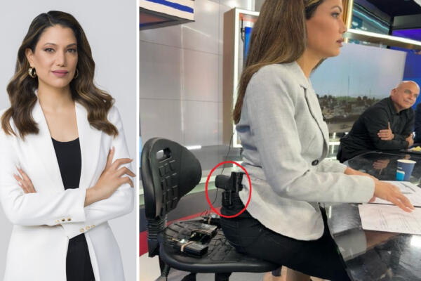 Lital Shemesh, presentadora israelí en plena transmisión con una pistola en la cintura (fuente externa)