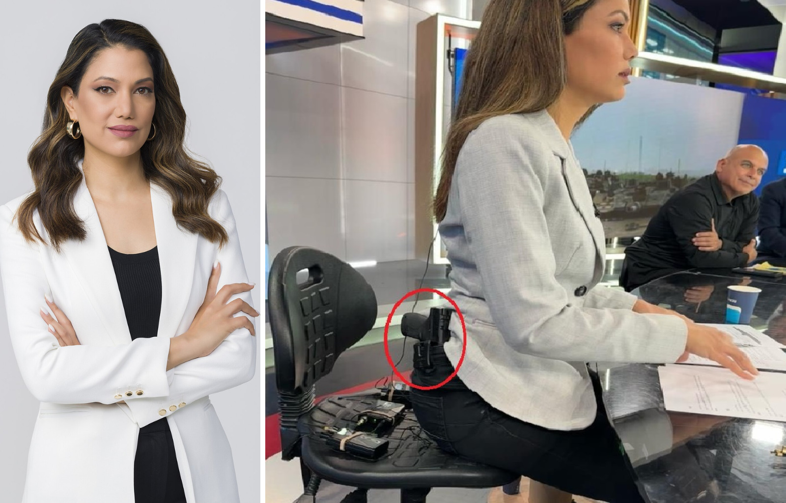 Viral: presentadora israelí en plena transmisión con una pistola en la cintura