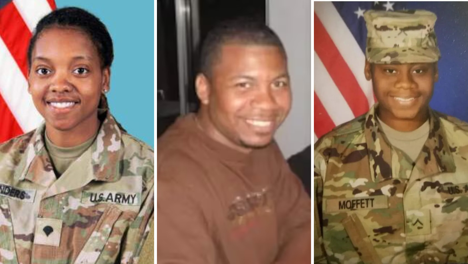 Kennedy Sanders, William Rivers y Breonna Moffett, los tres soldados muertos en el ataque. Foto: CDN Digital