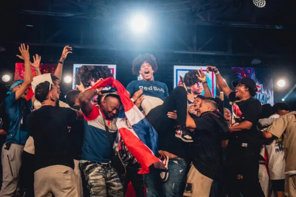 Éxodo Lirical reacts after winning the Red Bull Batalla Final Centroamérica in Santo Domingo ,Dominican Republic on September 03, 2022.  // Daniel Garcia / Red Bull Content Pool // SI202209050415 // Usage for editorial use only //