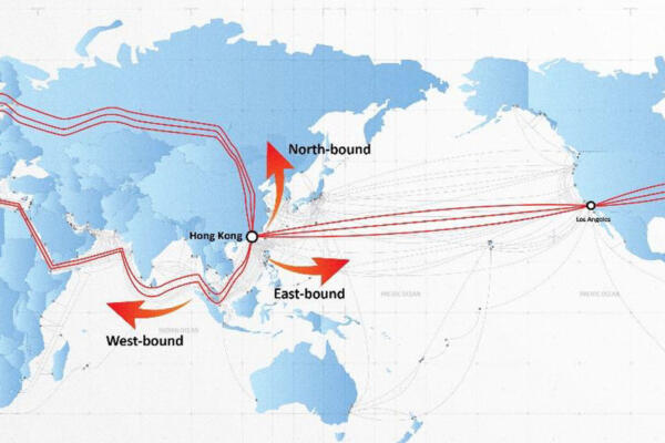 Alrededor del 80 % del tráfico de Internet de Asia a Europa se transmite a través de los cables submarinos en el mar Rojo. Fuente Externa