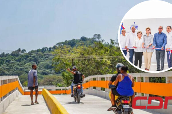 Ministro de Obras Públicas, Deligne Ascención y vicepresidenta Raquel Peña inauguran puente de Villa Güera en Baní. Foto CDN Digital