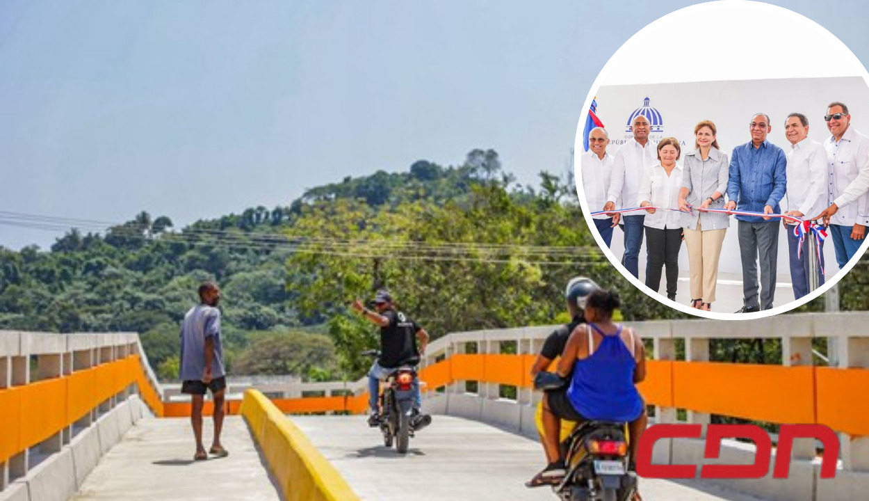 Ministro de Obras Públicas, Deligne Ascención y vicepresidenta Raquel Peña inauguran puente de Villa Güera en Baní. Foto CDN Digital