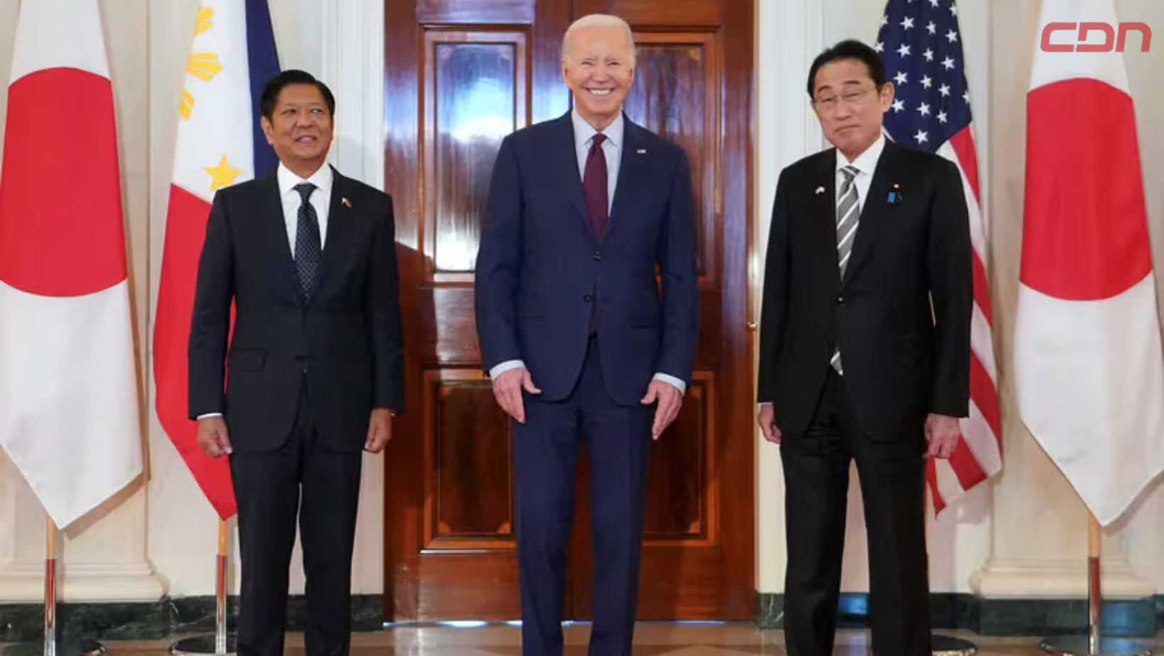 El presidente de Filipinas, Ferdinand Marcos Jr., el gobernador de EEUU, Joe Biden y el primer ministro de Japón, Fumio Kishida. Foto: Fuente externa